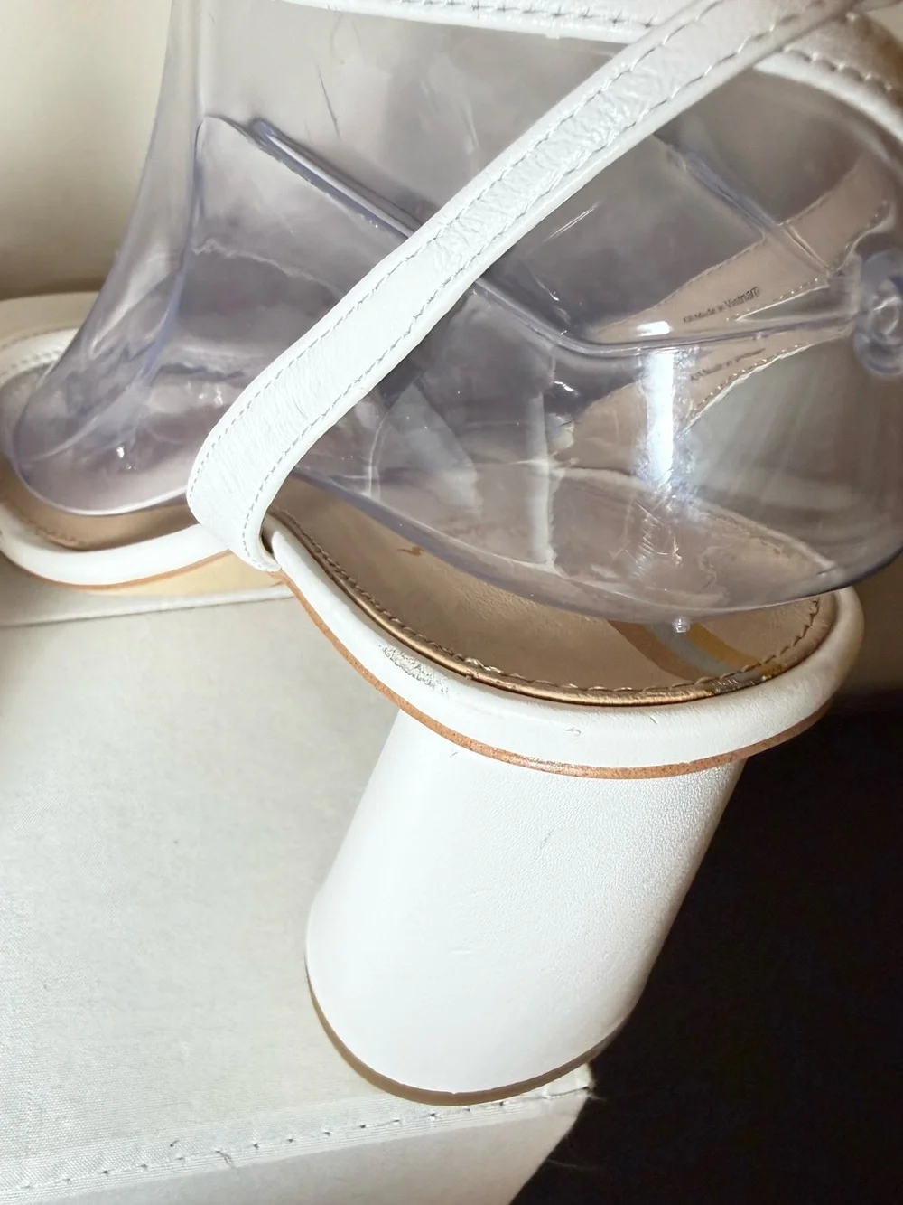Sam Edelman White “Kia” Square-Toe Block Heel Sandals